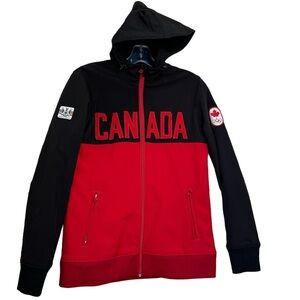 HBC Team Canada Olympic Soft Shell Full Zip Hoodie Jacket Hudson Bay Lightweight